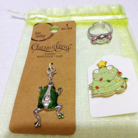 Frogs Ring, Jewelry Charm, Pin Jewelry gift set - Picture 2 of 2